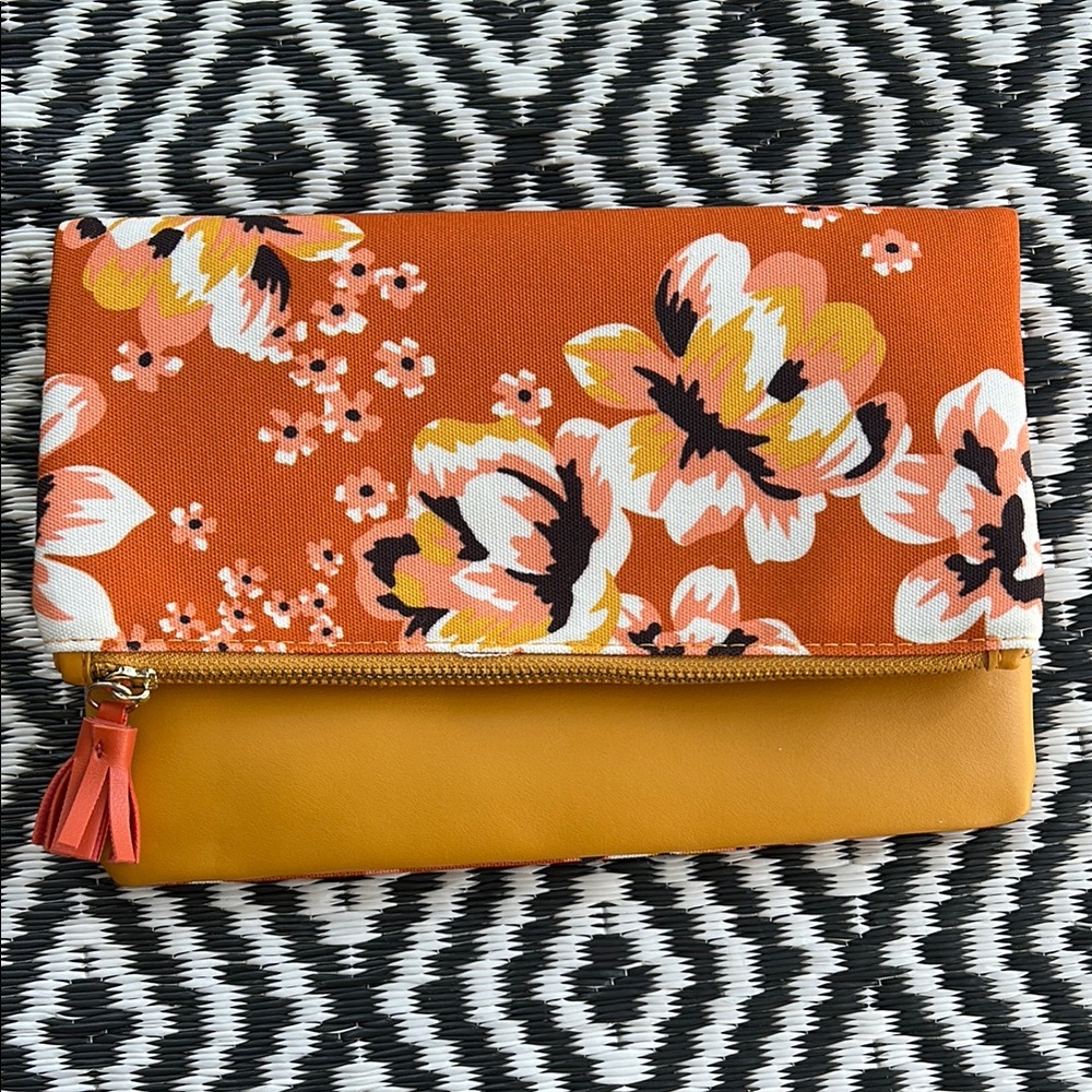 Rachel Pally Orange and Yellow Floral Clutch